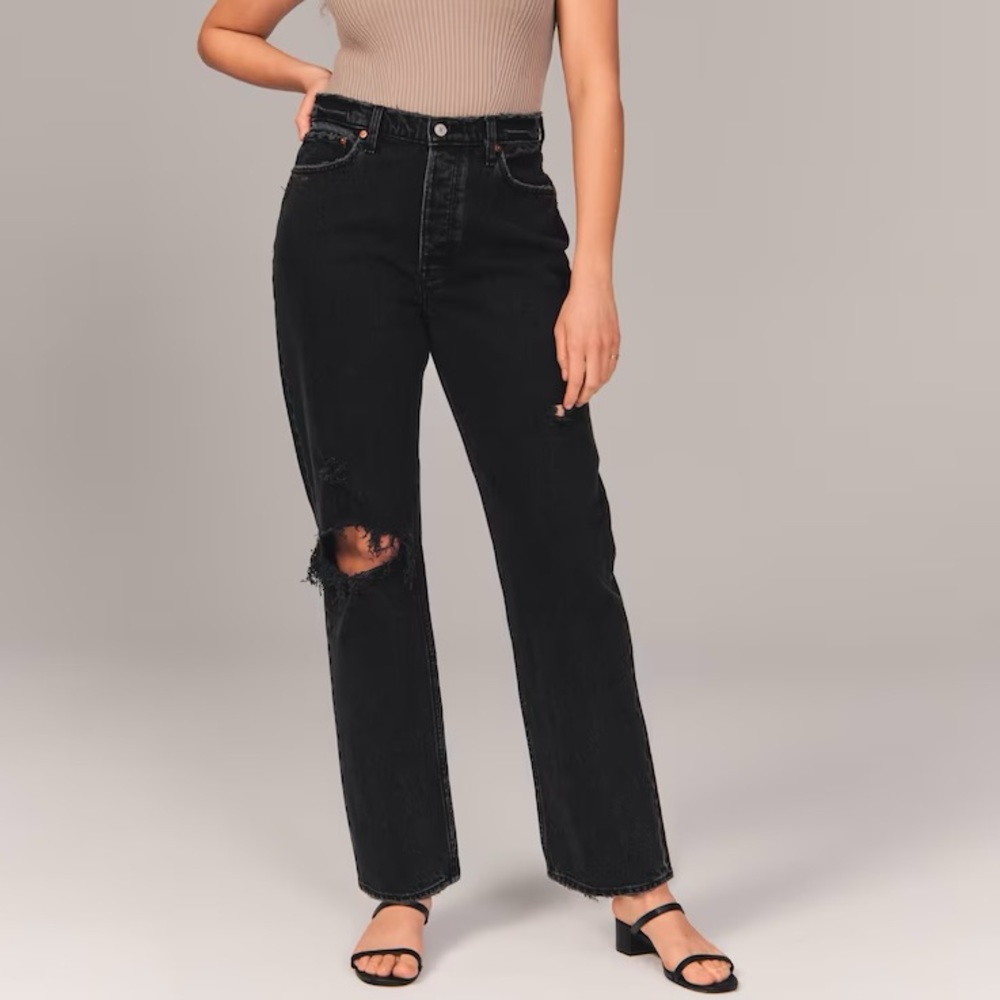 Abercrombie High Rise Dad Jeans-Black Size 31